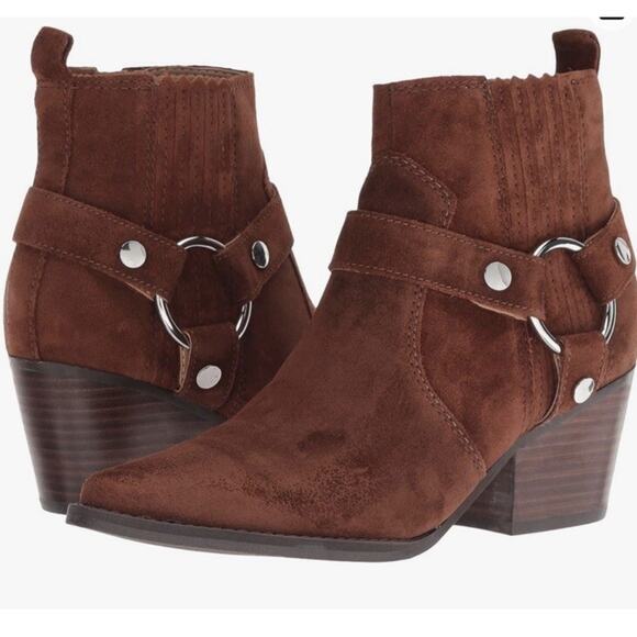 Marc Fisher LTD Women’s Halie Booties 6M Brown MSRP $198 Worn Once EUC - Picture 3 of 14